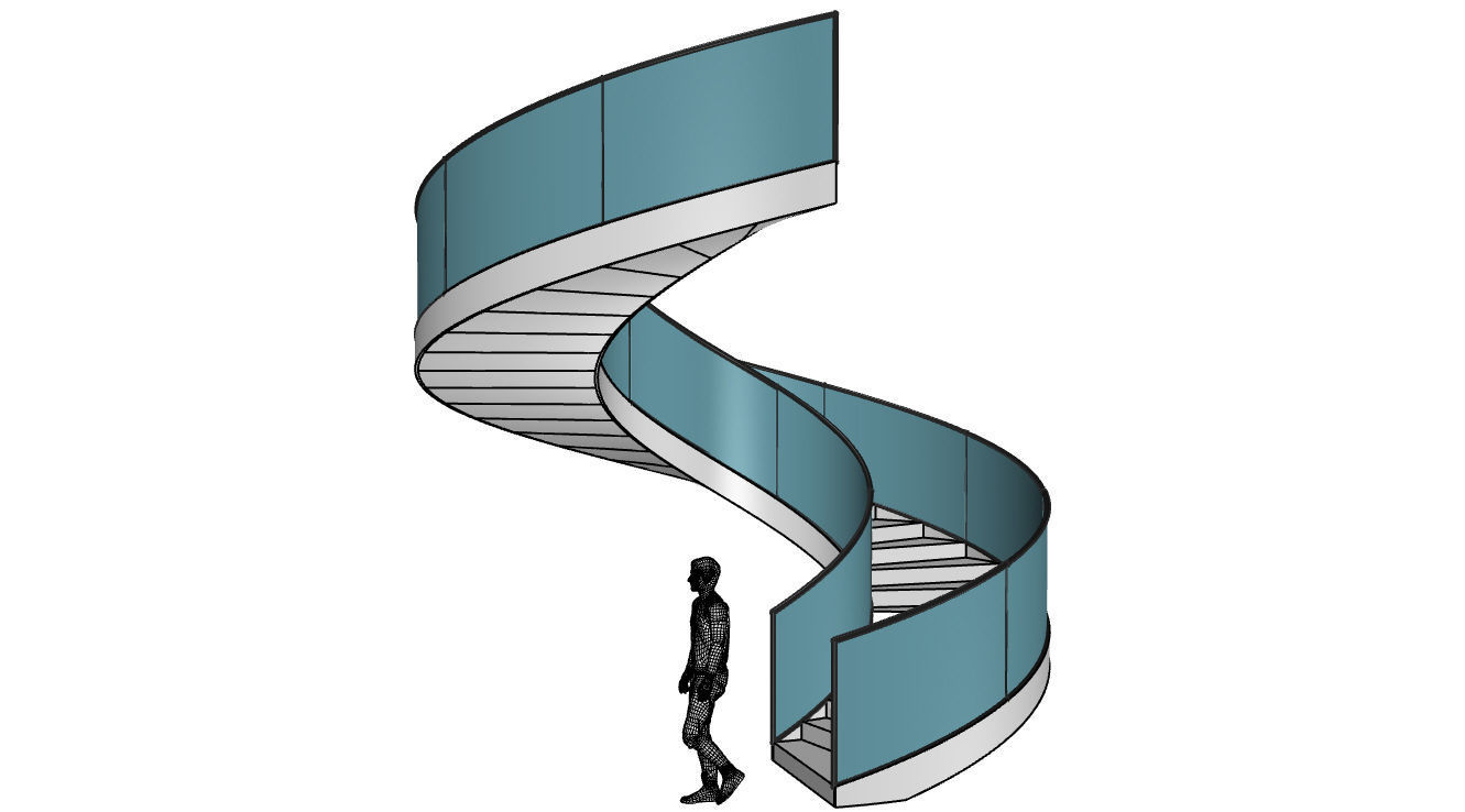 Spiral Staircase with Railing Architectural Details  3D model_11