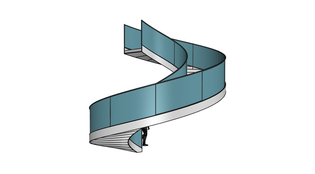 Spiral Staircase with Railing Architectural Details  3D model_47