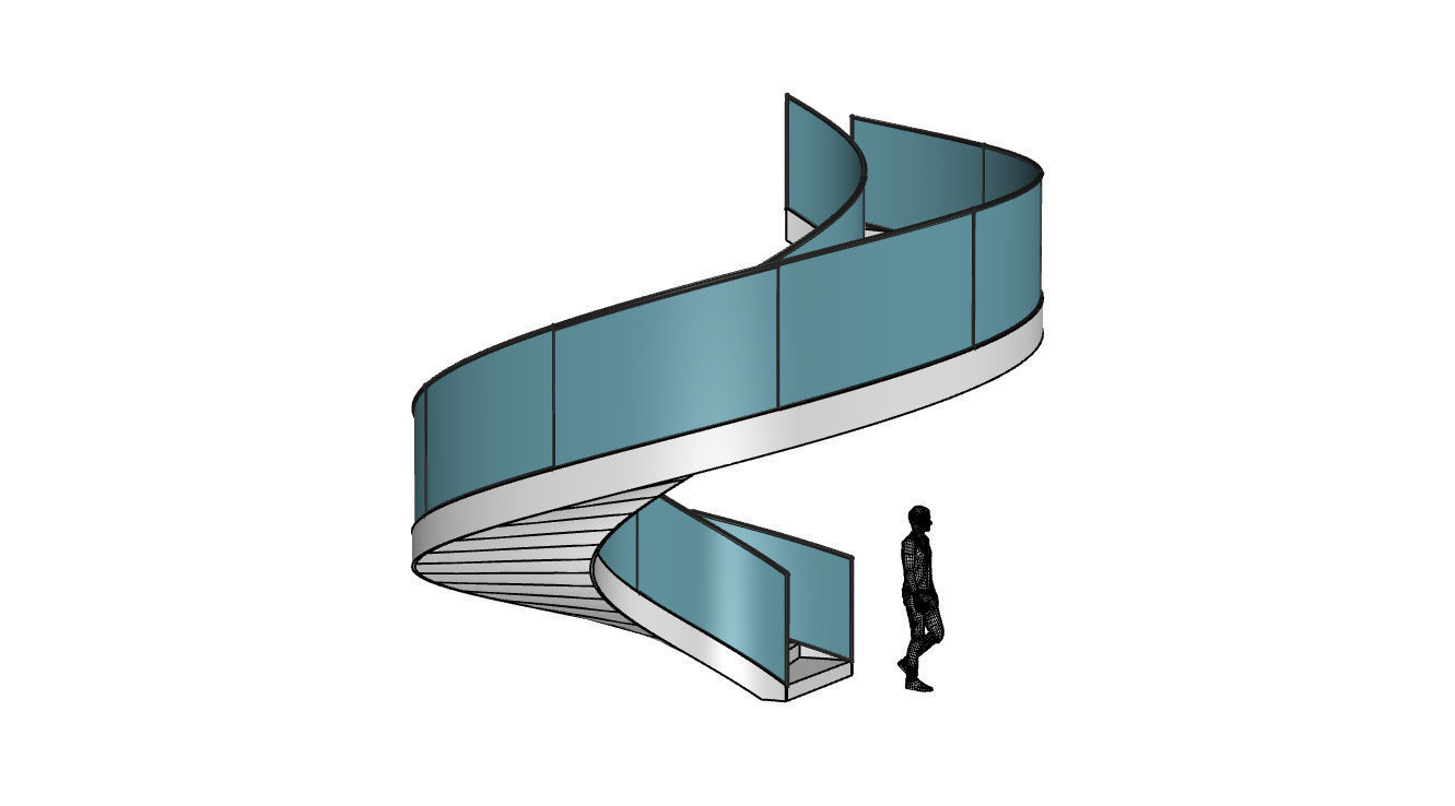 Spiral Staircase with Railing Architectural Details  3D model_61
