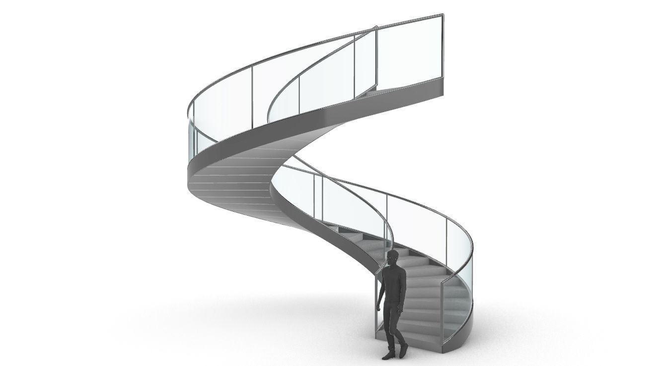 Spiral Staircase with Railing Architectural Details  3D model_4
