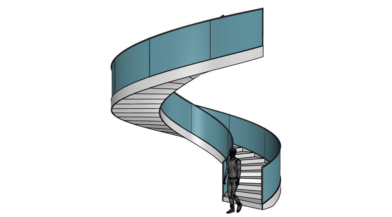 Spiral Staircase with Railing Architectural Details  3D model_5