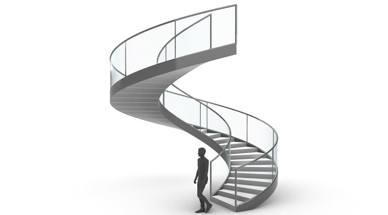 Spiral Staircase with Railing Architectural Details  3D model_8