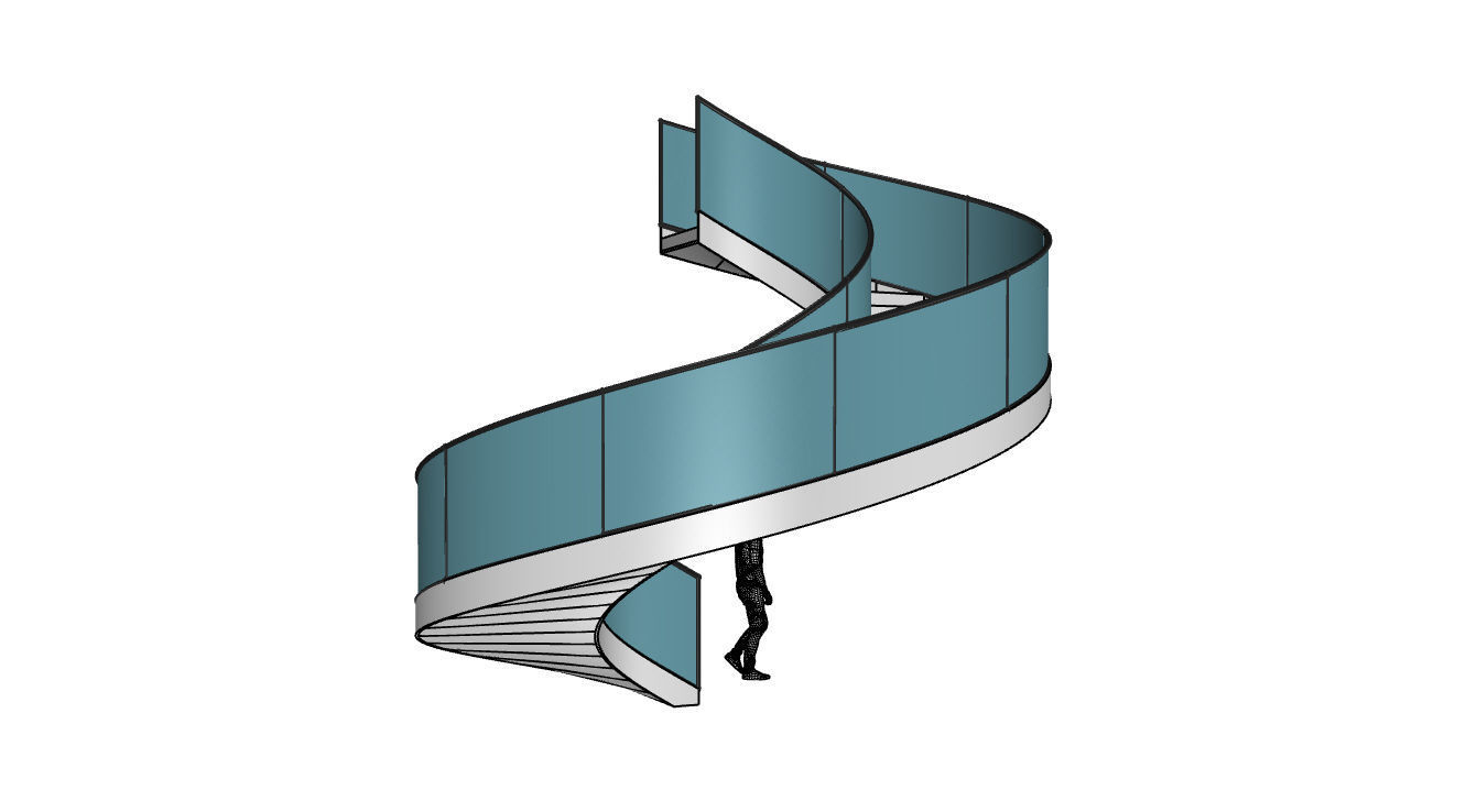 Spiral Staircase with Railing Architectural Details  3D model_51