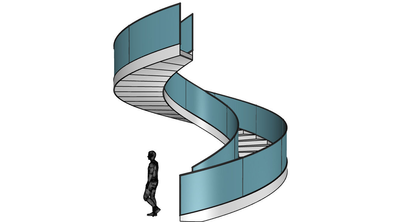 Spiral Staircase with Railing Architectural Details  3D model_17