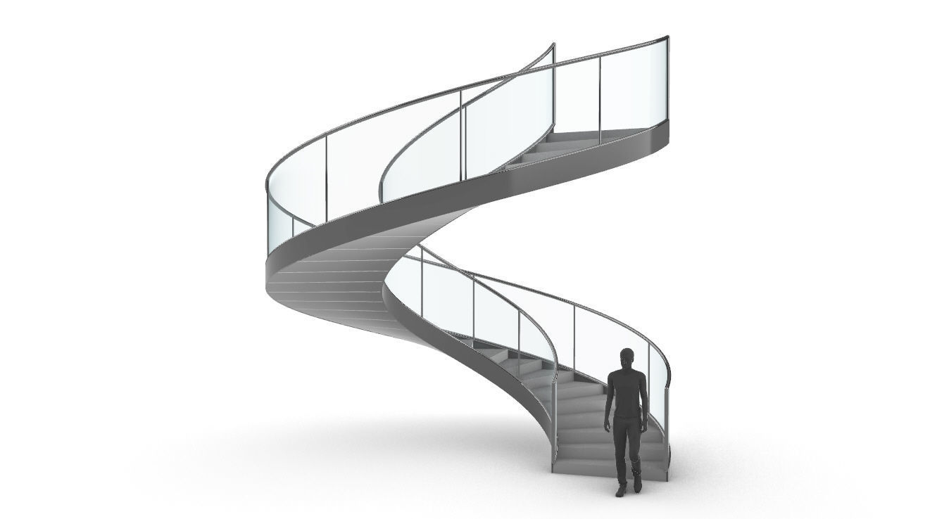 Spiral Staircase with Railing Architectural Details  3D model_78