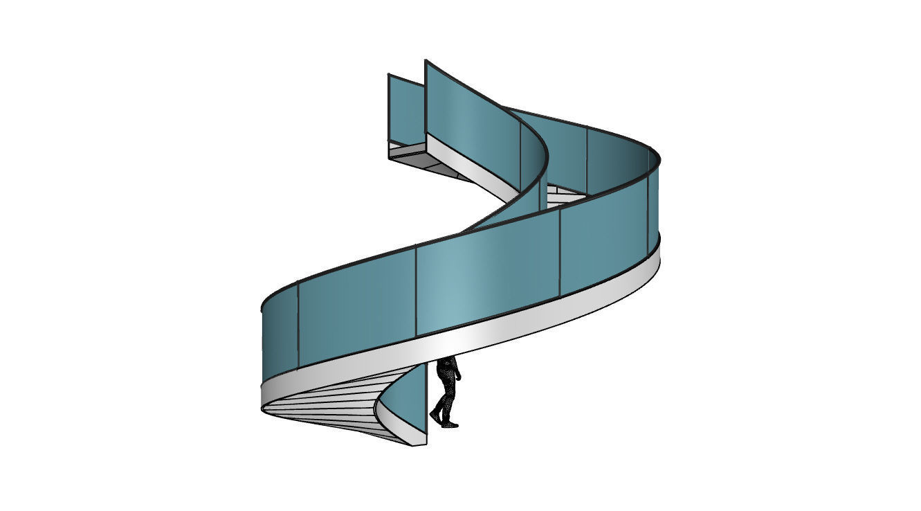 Spiral Staircase with Railing Architectural Details  3D model_49