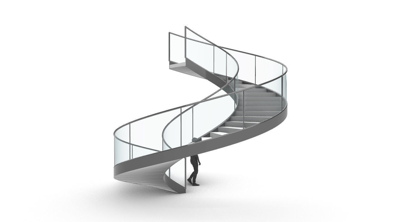 Spiral Staircase with Railing Architectural Details  3D model_48