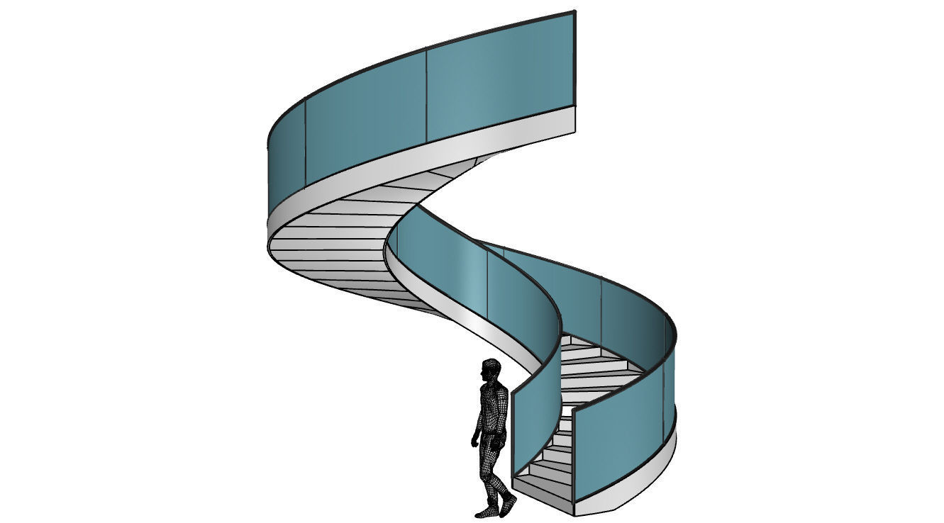 Spiral Staircase with Railing Architectural Details  3D model_9