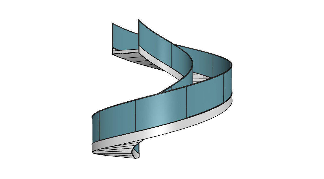 Spiral Staircase with Railing Architectural Details  3D model_43