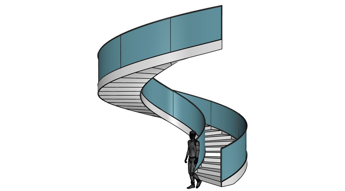 Spiral Staircase with Railing Architectural Details  3D model_7