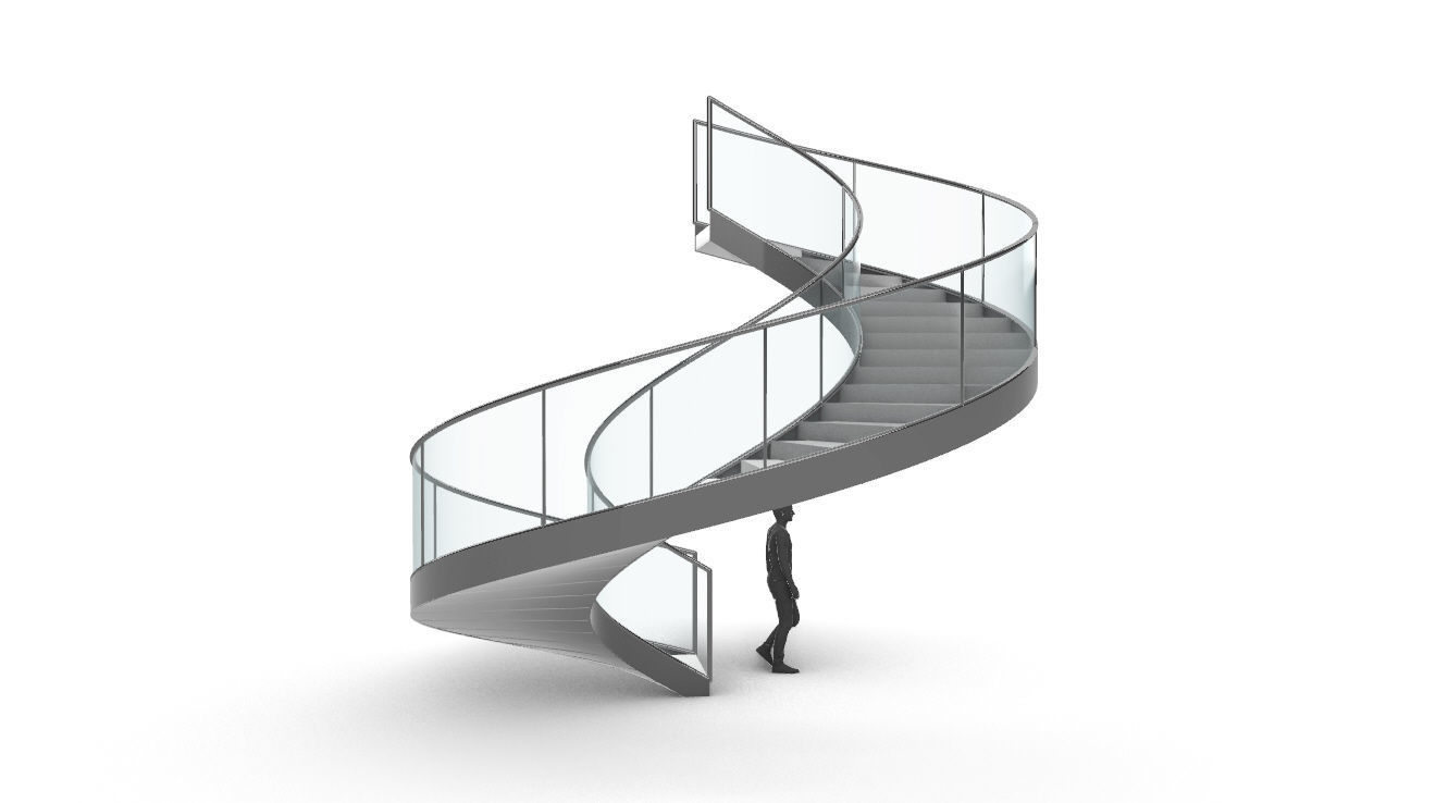 Spiral Staircase with Railing Architectural Details  3D model_52