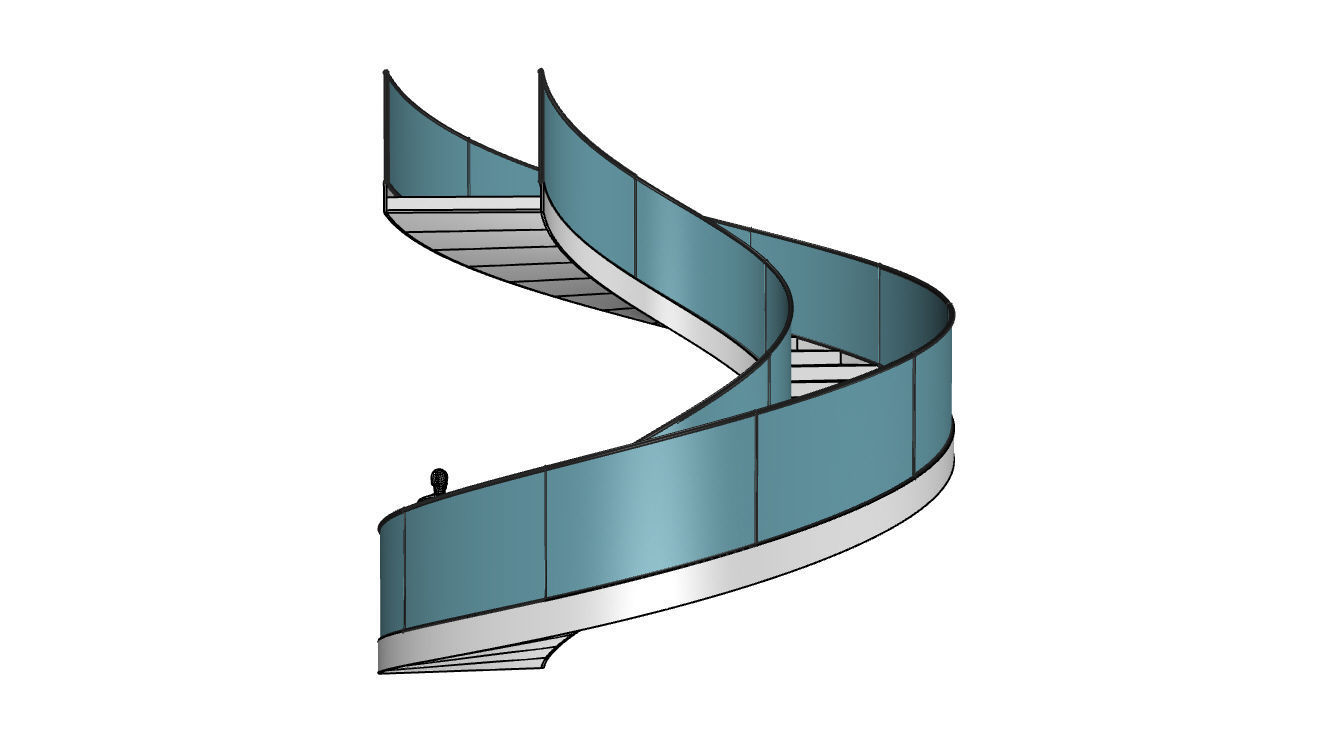 Spiral Staircase with Railing Architectural Details  3D model_35