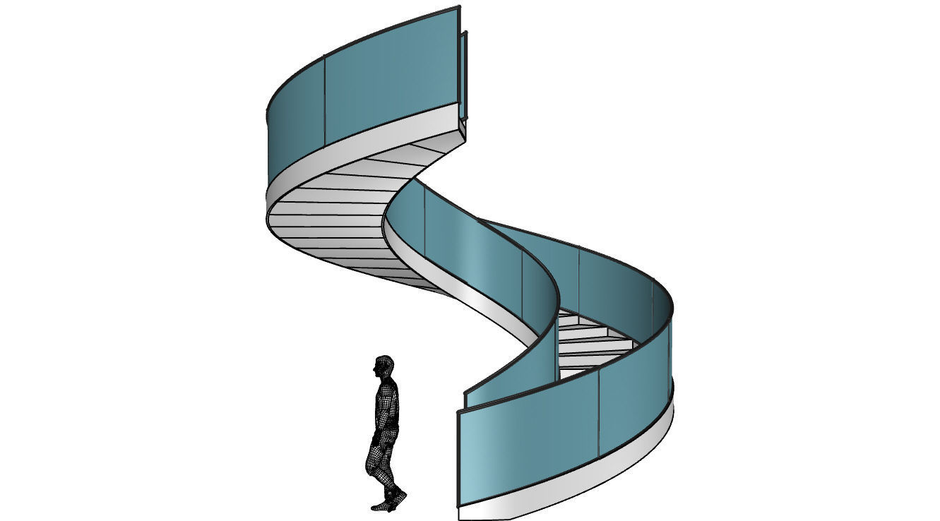 Spiral Staircase with Railing Architectural Details  3D model_15