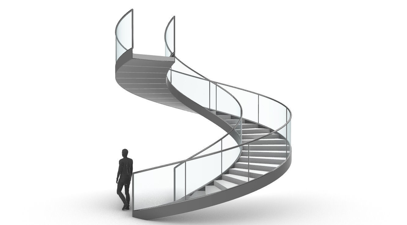 Spiral Staircase with Railing Architectural Details  3D model_24