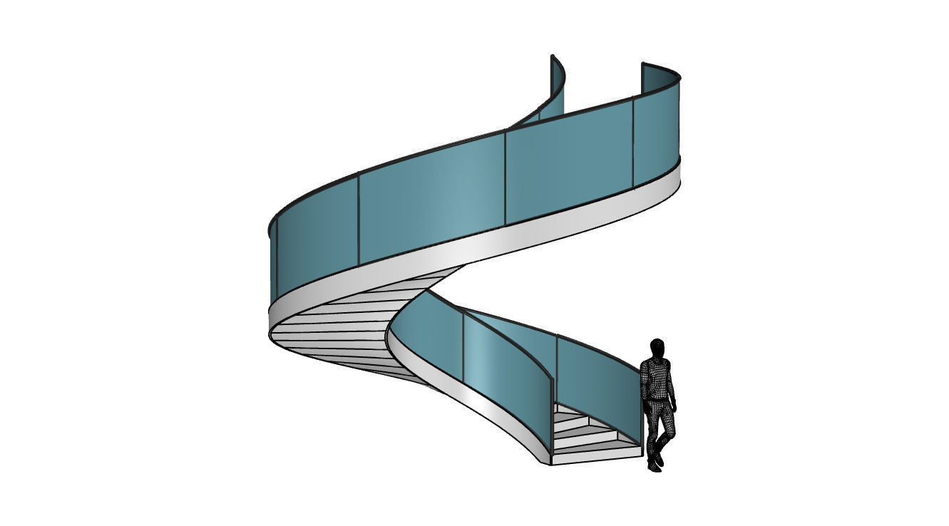 Spiral Staircase with Railing Architectural Details  3D model_69
