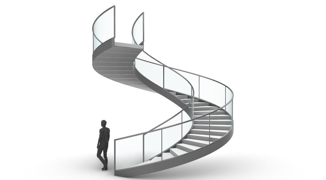 Spiral Staircase with Railing Architectural Details  3D model_22