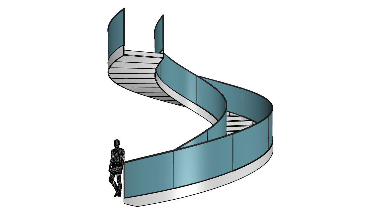 Spiral Staircase with Railing Architectural Details  3D model_25