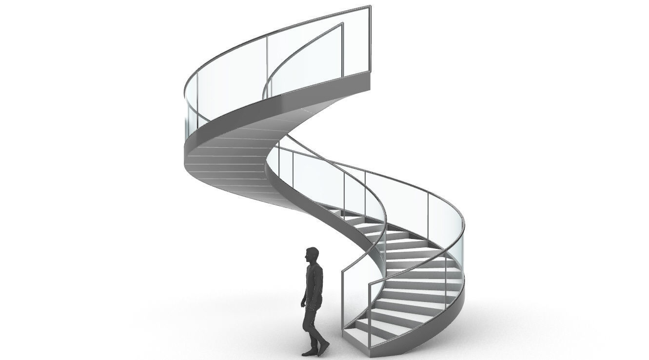 Spiral Staircase with Railing Architectural Details  3D model_10