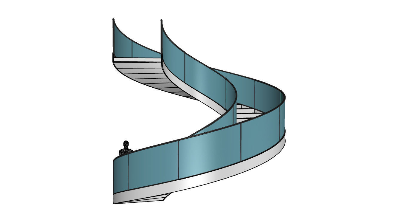 Spiral Staircase with Railing Architectural Details  3D model_33
