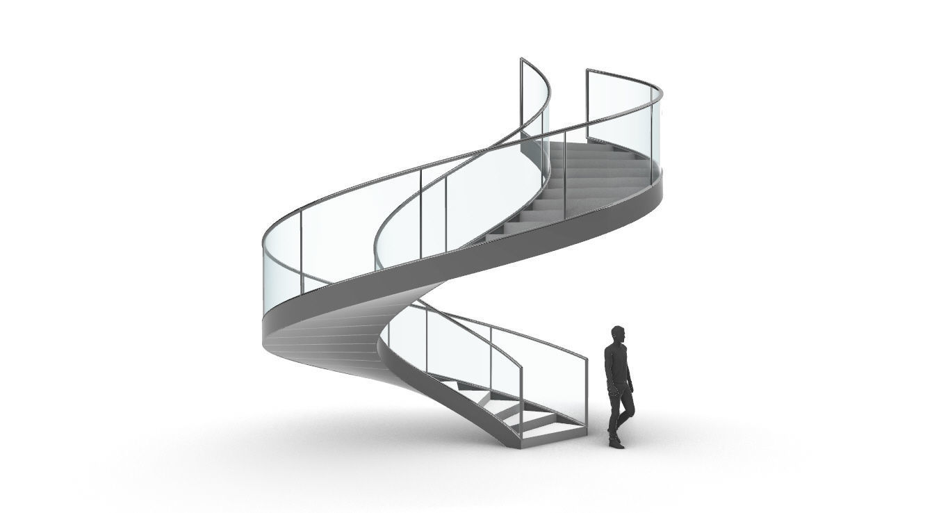 Spiral Staircase with Railing Architectural Details  3D model_64