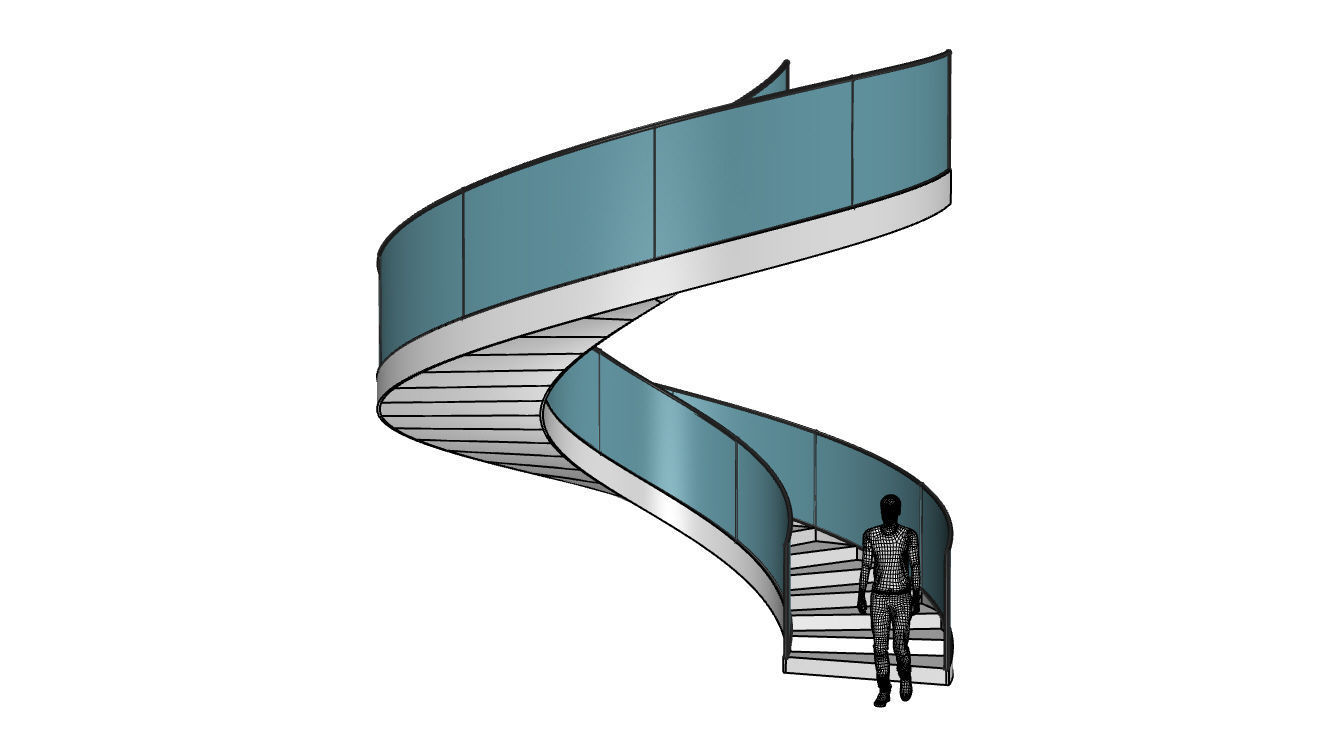 Spiral Staircase with Railing Architectural Details  3D model_79