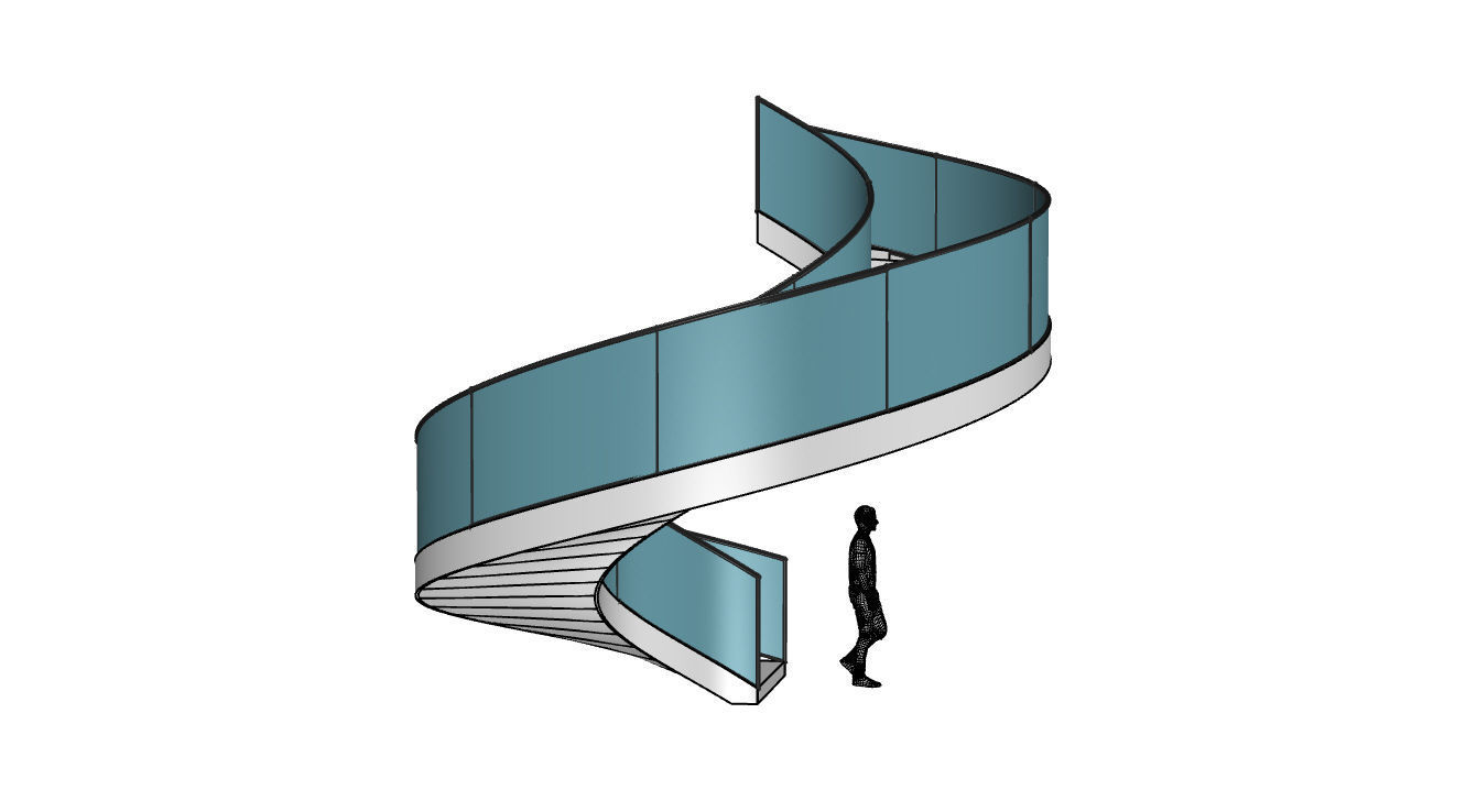 Spiral Staircase with Railing Architectural Details  3D model_57