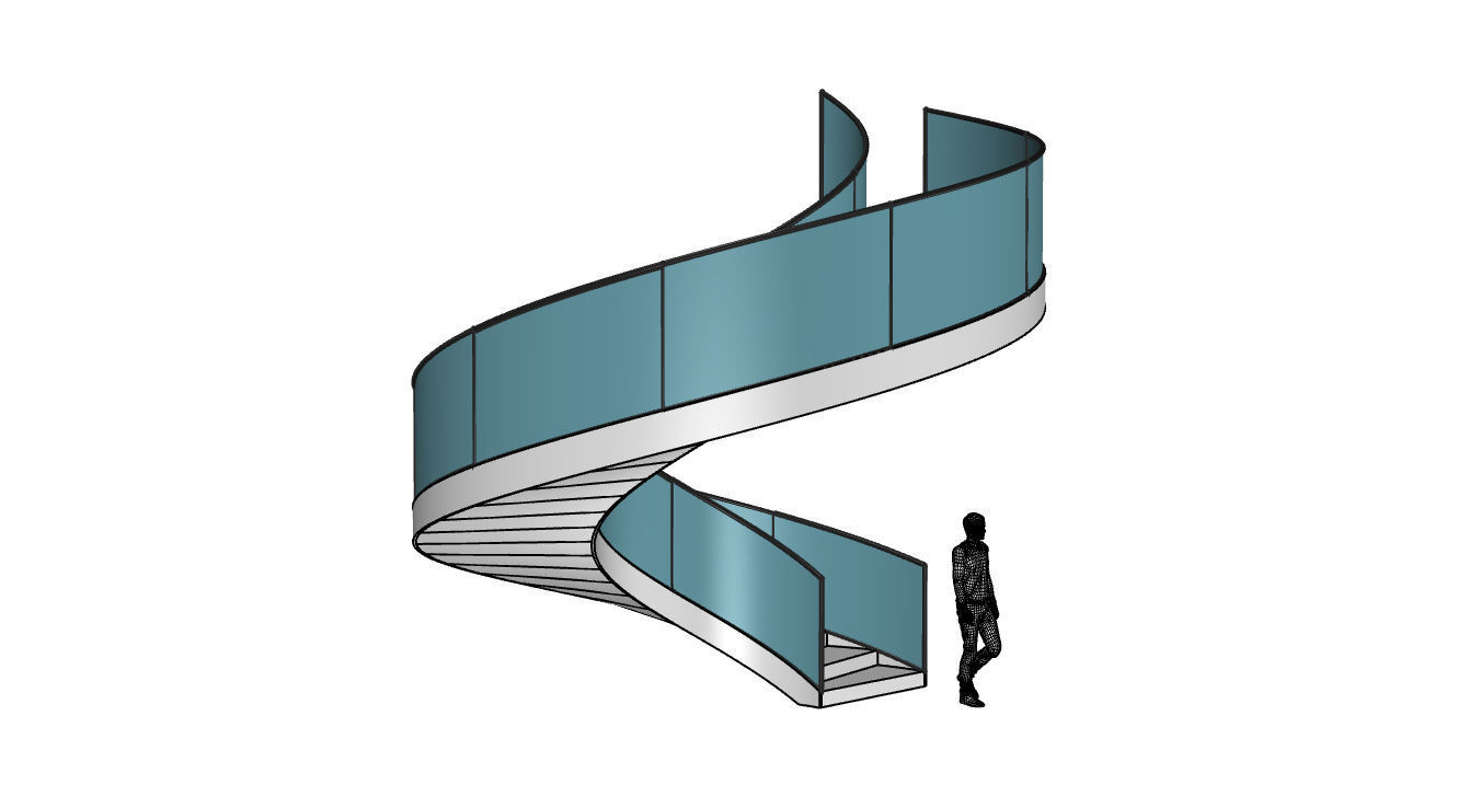 Spiral Staircase with Railing Architectural Details  3D model_65