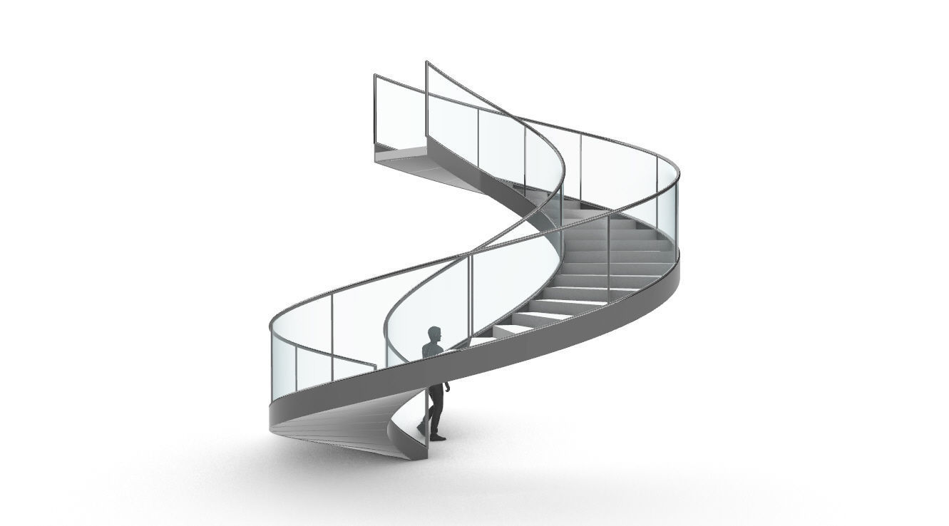 Spiral Staircase with Railing Architectural Details  3D model_46