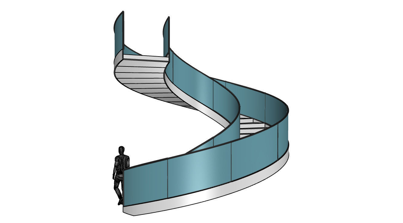 Spiral Staircase with Railing Architectural Details  3D model_27