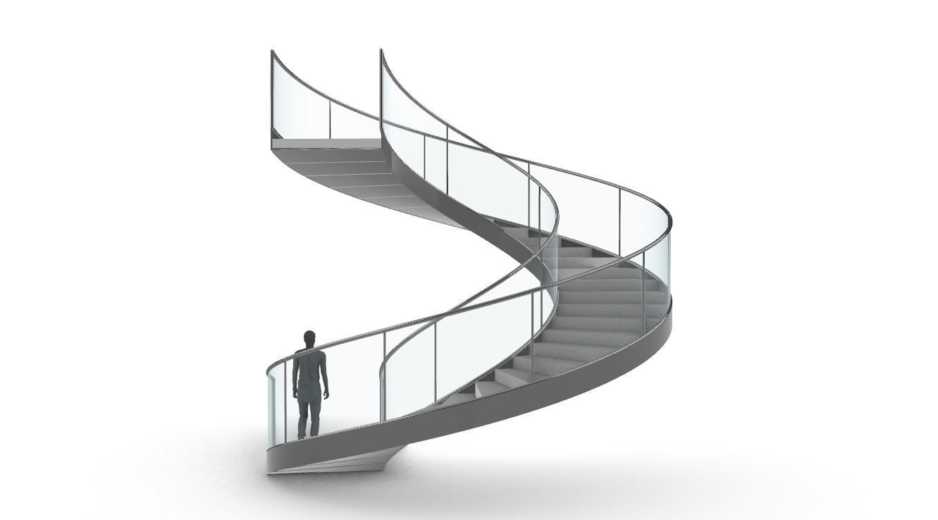 Spiral Staircase with Railing Architectural Details  3D model_34