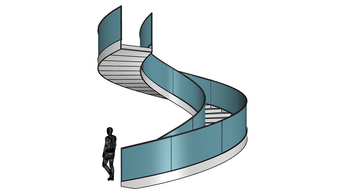 Spiral Staircase with Railing Architectural Details  3D model_23