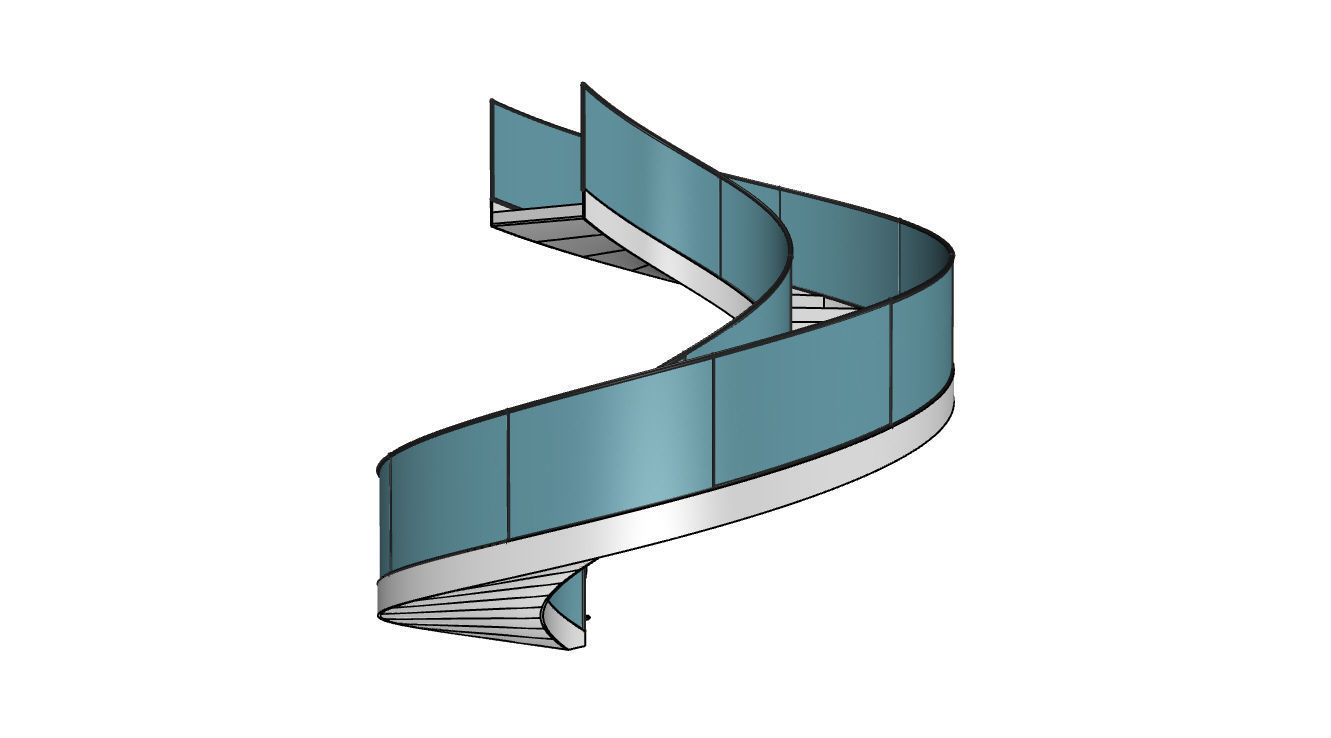 Spiral Staircase with Railing Architectural Details  3D model_45