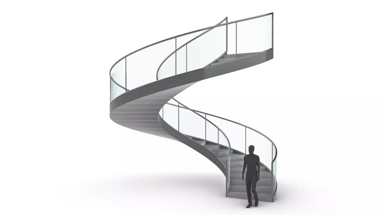 Spiral Staircase with Railing Architectural Details  3D model_0