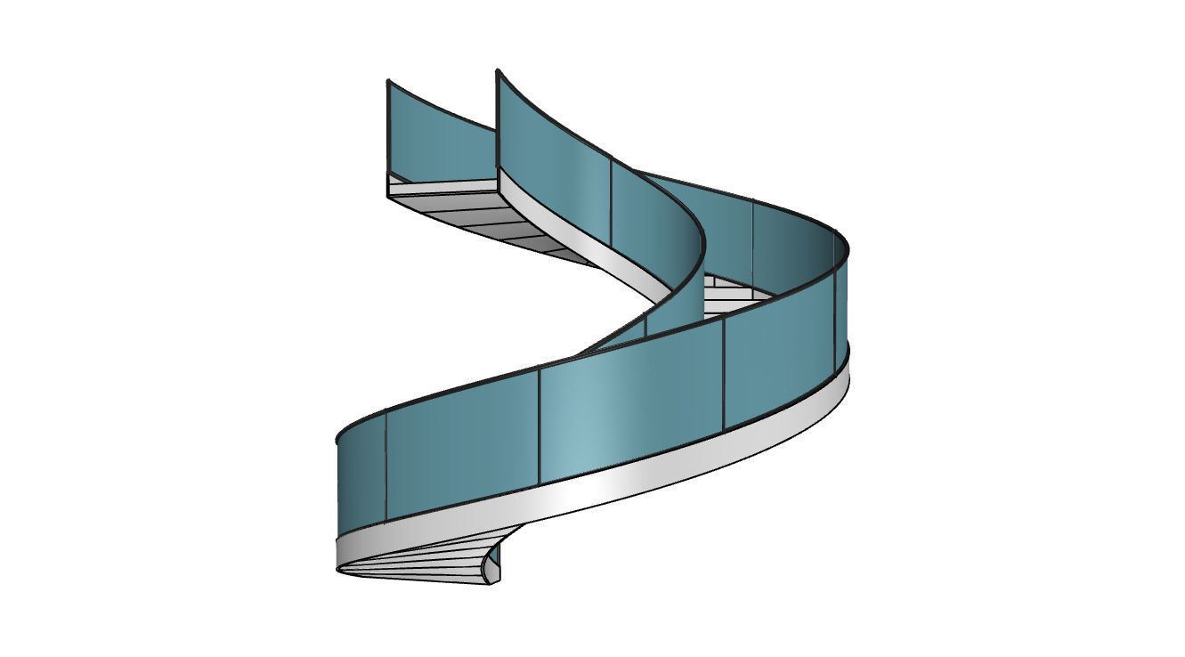 Spiral Staircase with Railing Architectural Details  3D model_41