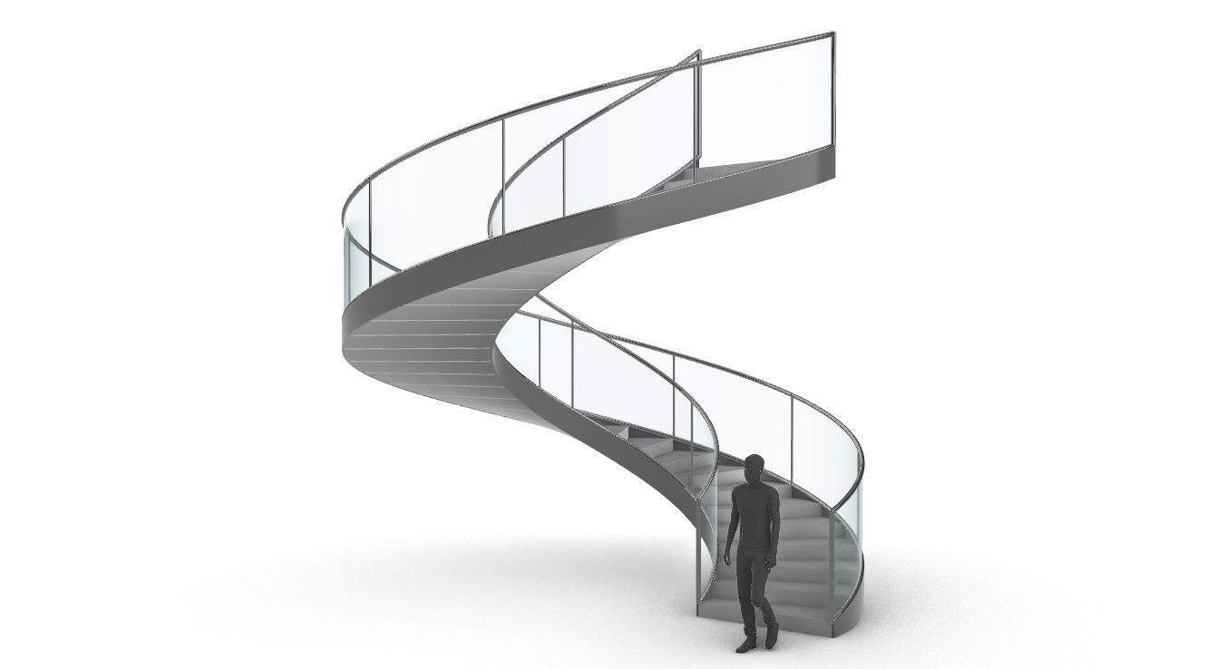 Spiral Staircase with Railing Architectural Details  3D model_2
