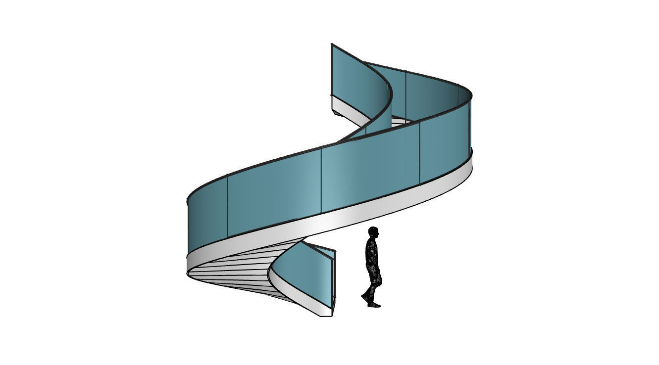 Spiral Staircase with Railing Architectural Details  3D model_55