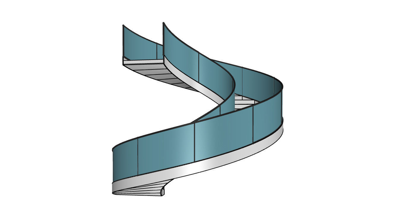 Spiral Staircase with Railing Architectural Details  3D model_39
