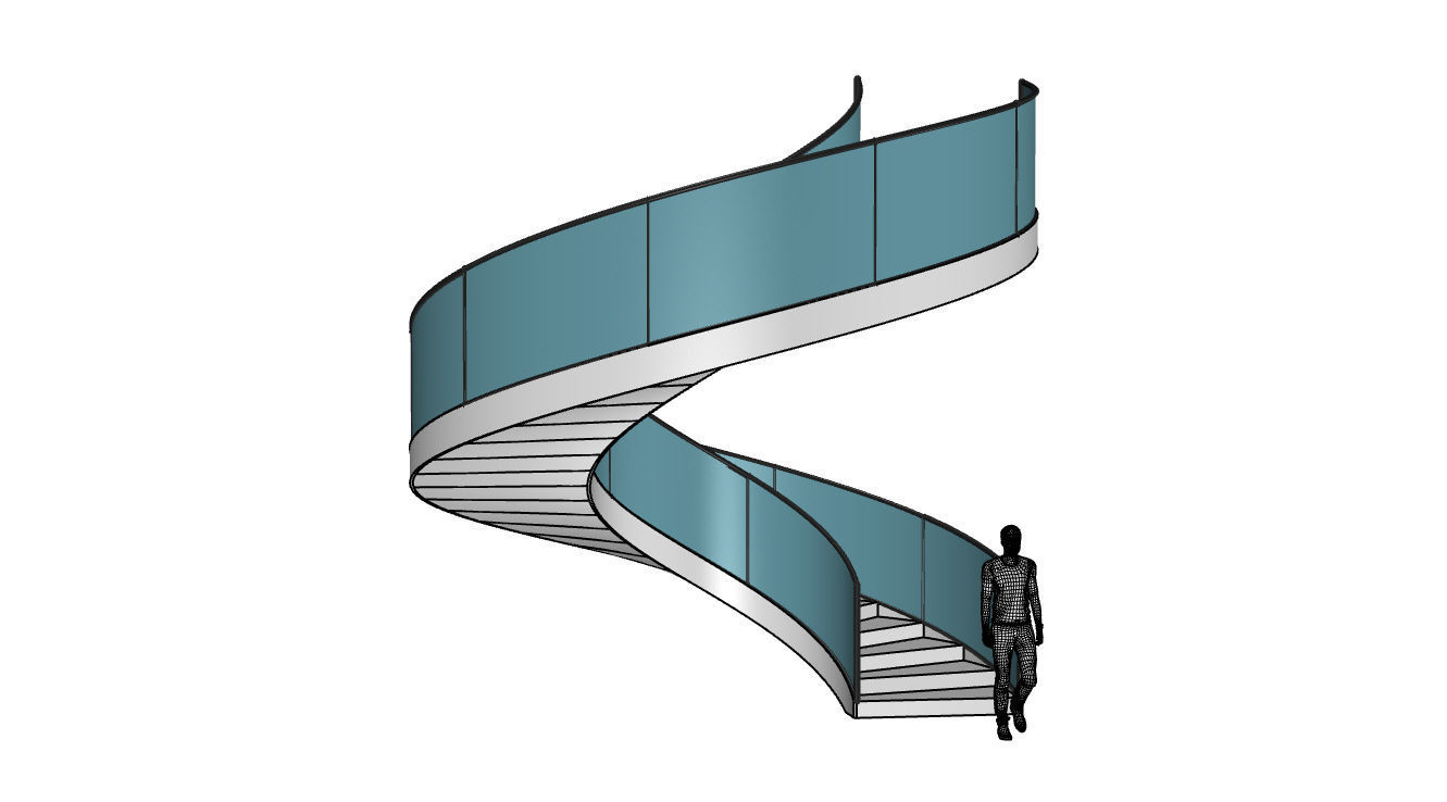 Spiral Staircase with Railing Architectural Details  3D model_73
