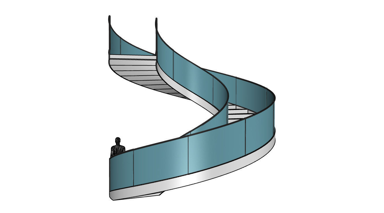 Spiral Staircase with Railing Architectural Details  3D model_31