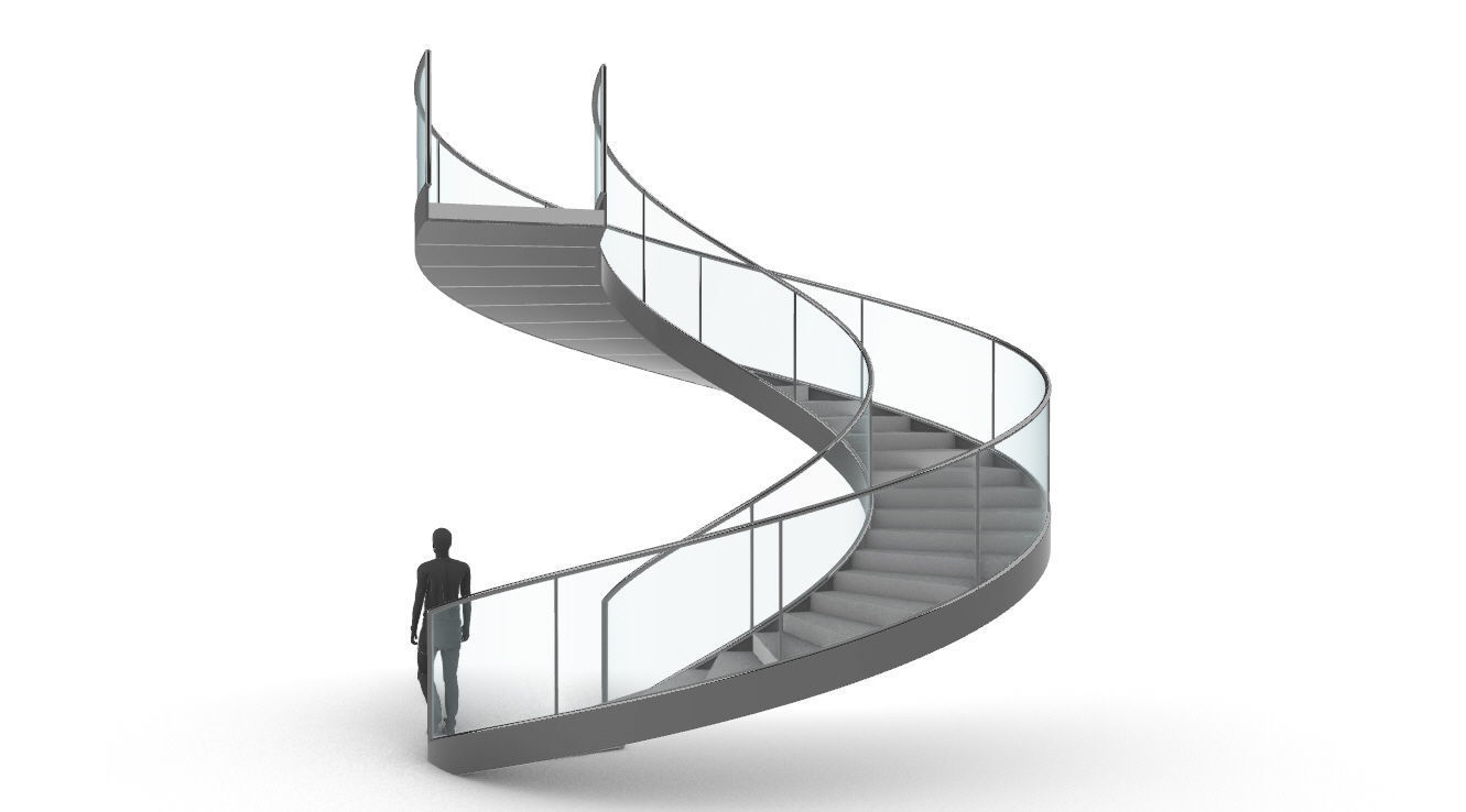 Spiral Staircase with Railing Architectural Details  3D model_28