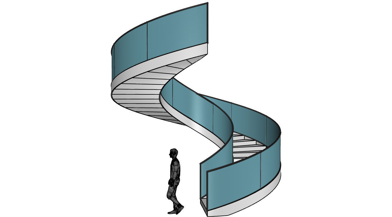 Spiral Staircase with Railing Architectural Details  3D model_13