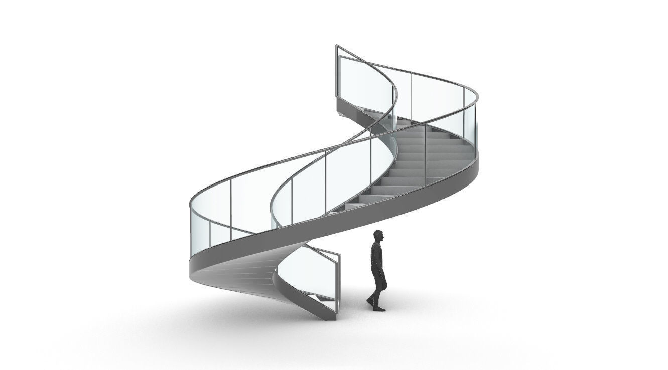 Spiral Staircase with Railing Architectural Details  3D model_54