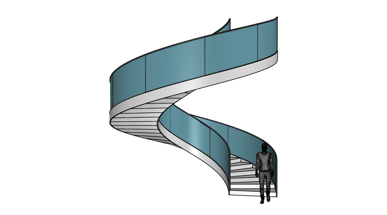 Spiral Staircase with Railing Architectural Details  3D model_77