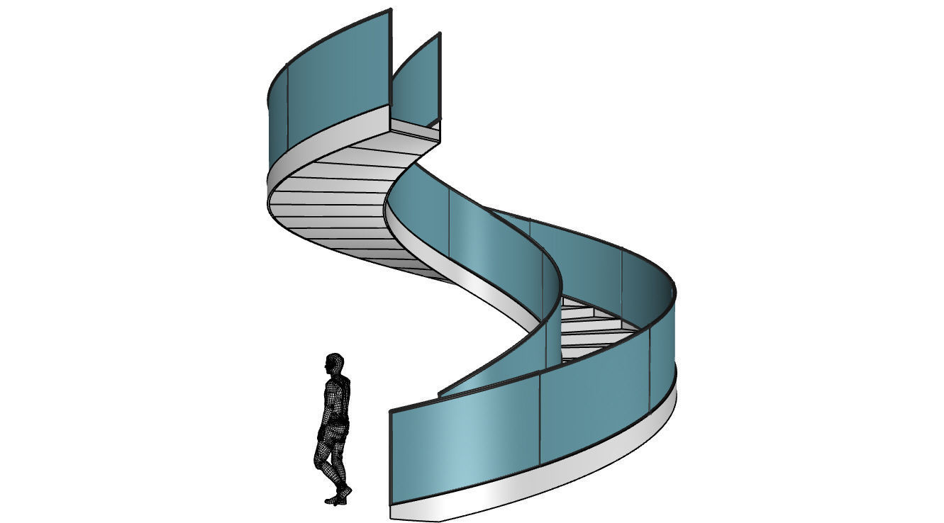 Spiral Staircase with Railing Architectural Details  3D model_19