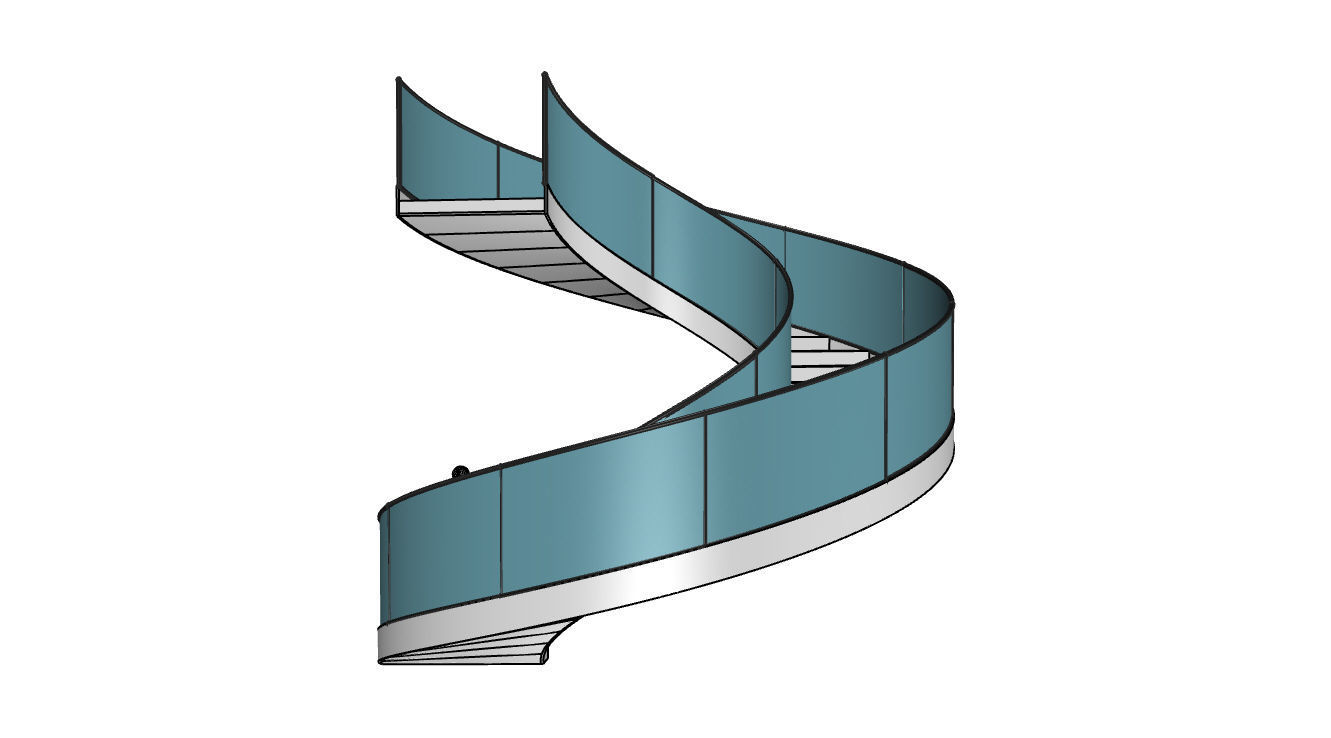 Spiral Staircase with Railing Architectural Details  3D model_37