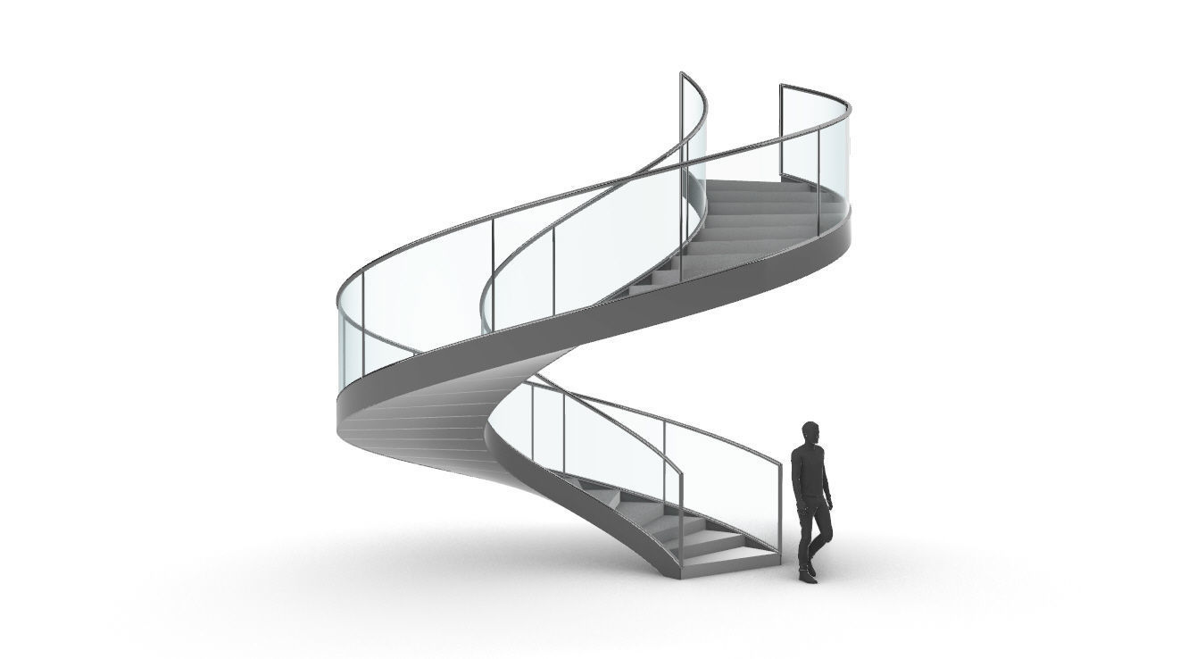 Spiral Staircase with Railing Architectural Details  3D model_66