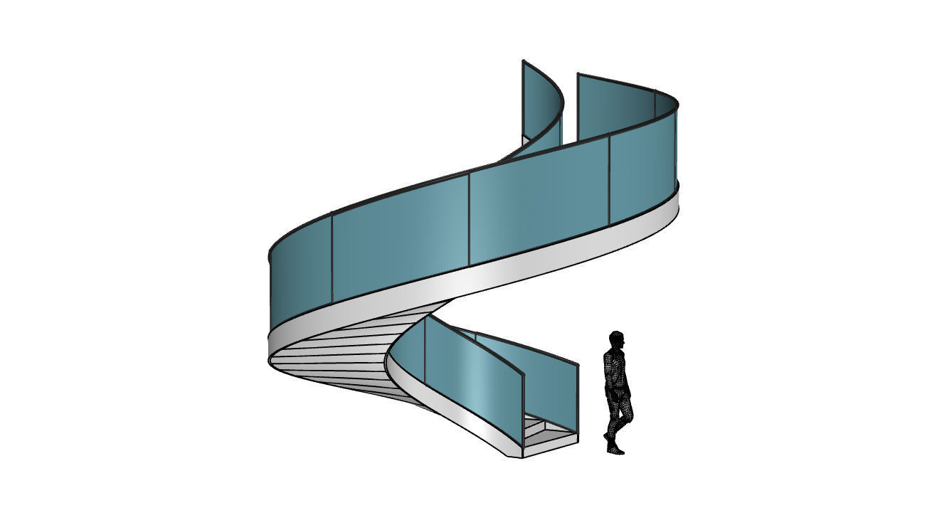 Spiral Staircase with Railing Architectural Details  3D model_63