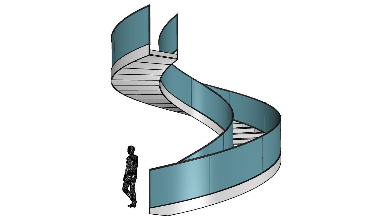Spiral Staircase with Railing Architectural Details  3D model_21