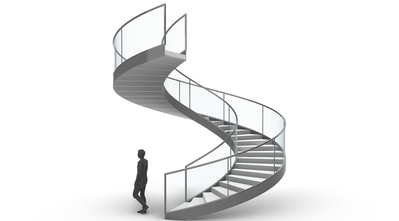 Spiral Staircase with Railing Architectural Details  3D model_18