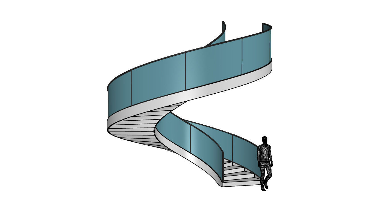 Spiral Staircase with Railing Architectural Details  3D model_71